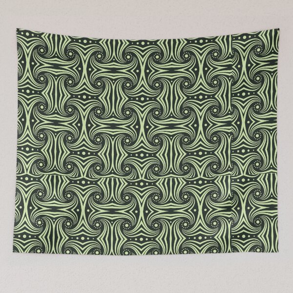 Item preview, Green Curve Waves Tribal Pattern designed and sold by Youpattern.
