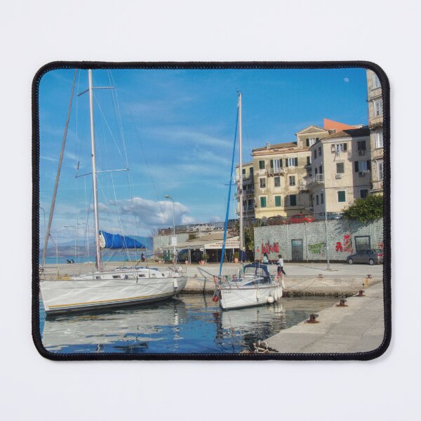 Item preview, Yachts Moored in Corfu Town Old Port, with Old Venetian buildings behind. designed and sold by nickbrayimages.