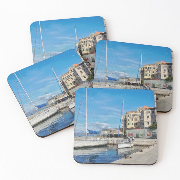 Item preview, Yachts Moored in Corfu Town Old Port, with Old Venetian buildings behind.  designed and sold by nickbrayimages.