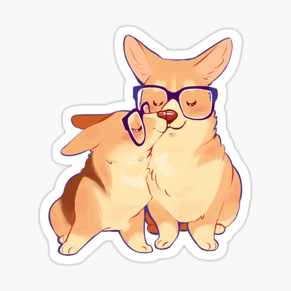 Corgi smooch Sticker