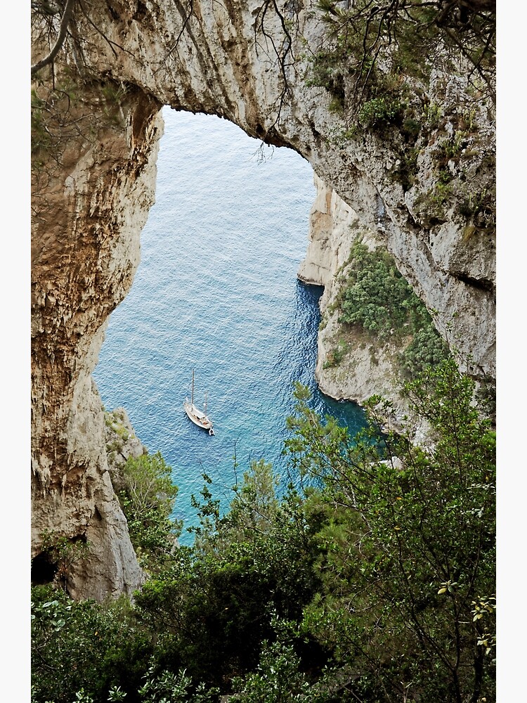 Arco Naturale, Natural Arch on Coast of Capri Island, Italy Stock