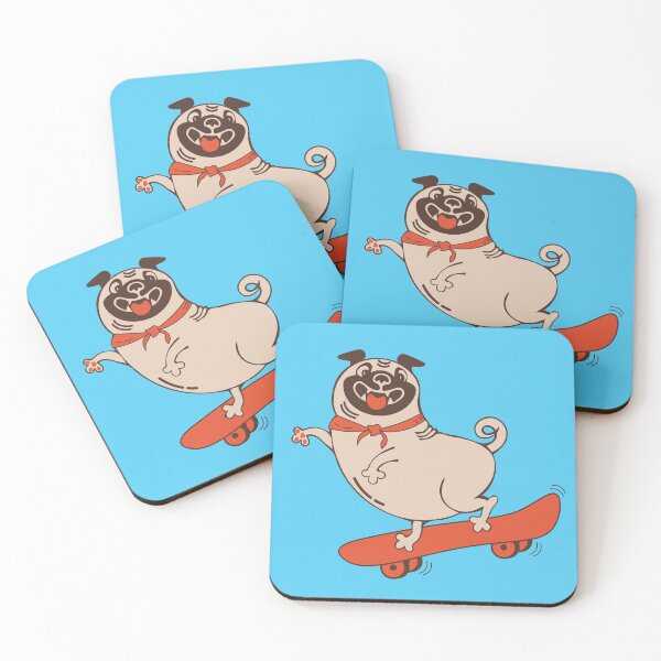 Item preview, Funny animal character skateboarding pug designed and sold by CutieBlue.