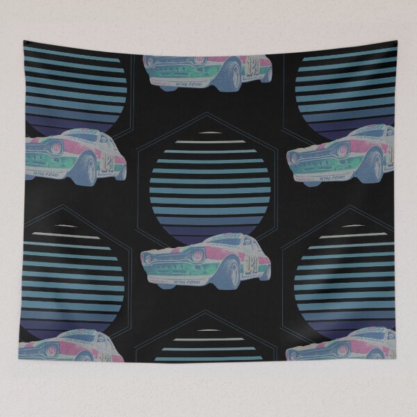 Item preview, blue racing retro escort MK1 rainbow, classic ford  designed and sold by vallertine.