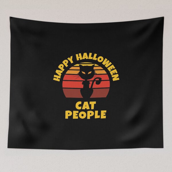 Item preview, Scary Happy Halloween Cat People For Halloween Kawaii Style Retro Sunset Circle designed and sold by brandoseven.