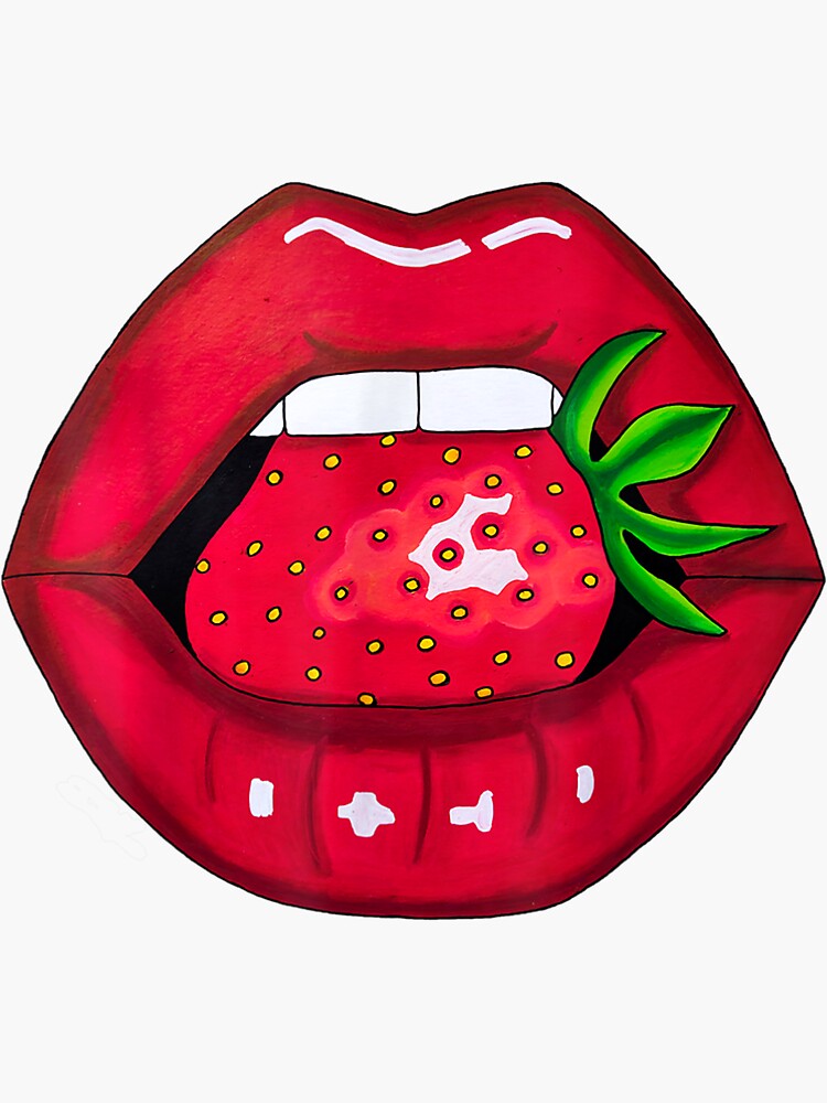 Sexy Strawberry Lips Red Lipstick Woman Strawberries Mouth Sticker For Sale By Shermelabri 6505