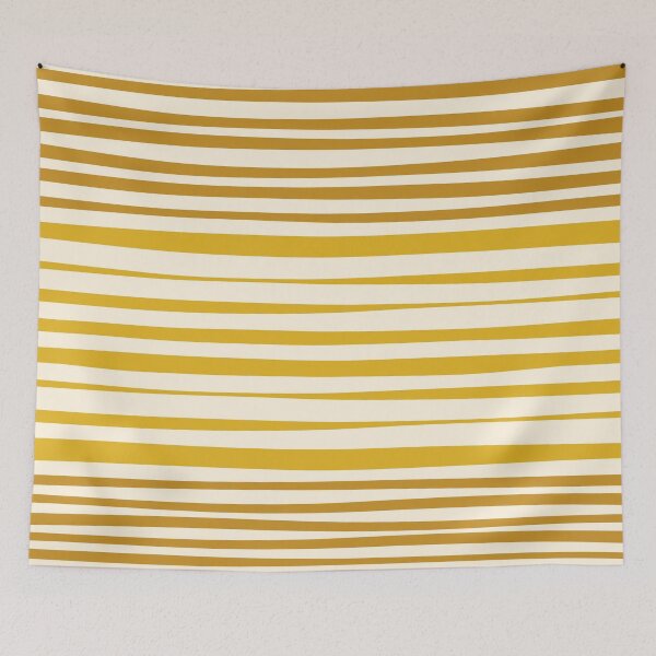 Item preview, Natural Stripes Modern Minimalist Pattern Medium in Moroccan Mustard Ochre Cream  designed and sold by kierkegaard.