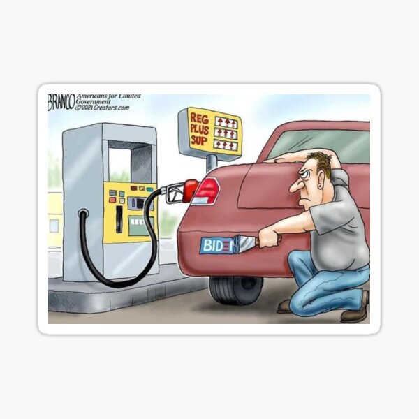 Biden gas prices, cartoon Sticker