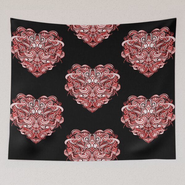 Aperçu de l'œuvre Valentine's Day Red Heart Artwork Zen Doodle Love Me créée et vendue par DooodleGod.