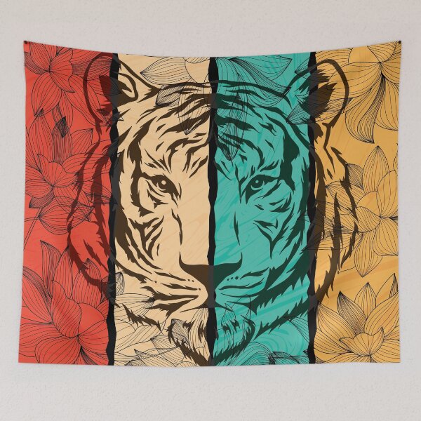 Item preview, Vintage Retro Tiger with Flowers  designed and sold by NawalMagdy.