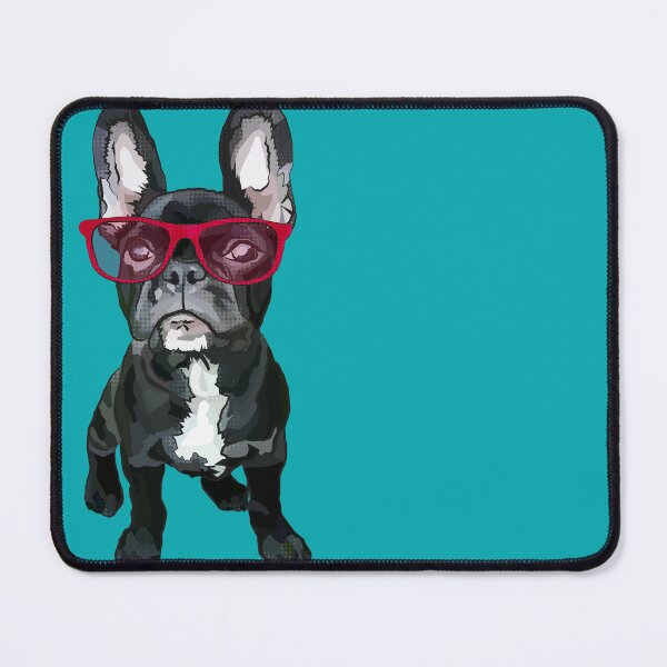 Item preview, French Bulldog with Red Glasses by www.BeeFoxTree.com on Teal designed and sold by BeeFoxTree.