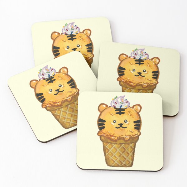 Item preview, Cute Tiger Ice Cream Cone Food Illustration designed and sold by claircolors.