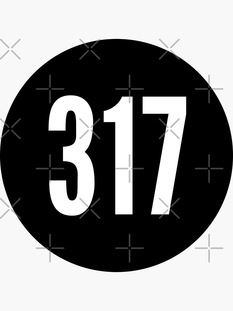 317 Area Code Zip Code Location Black And White Sticker By Wa Ka Ne