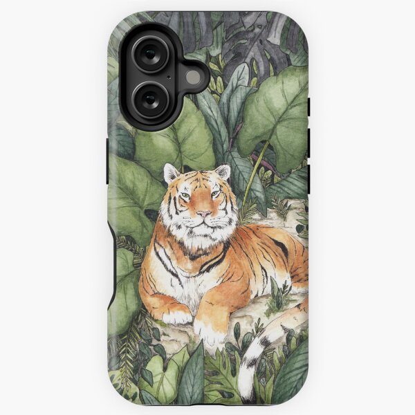Vista previa del artículo con la obra «Pintura de acuarela de la selva del tigre Lámina enmarcada», diseñado y vendido por Becky Cousins.