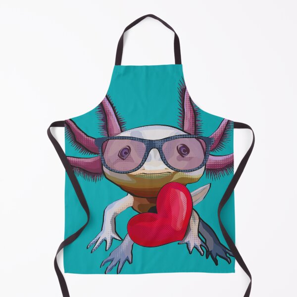 Item preview, Axolotl in glasses with heart Pink Axolotl on teal designed and sold by BeeFoxTree.