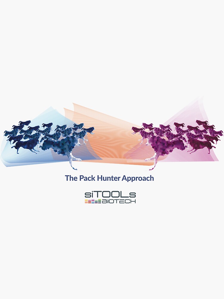 "siTOOLs Biotech Merch design Pack Hunter Approach" Sticker by