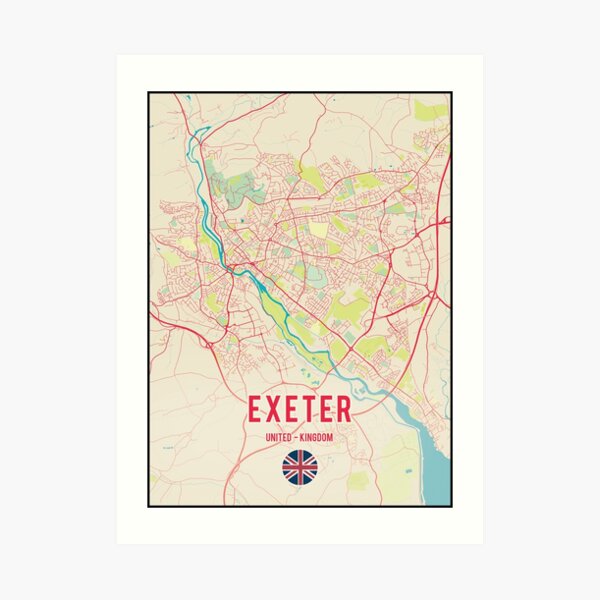 "Exeter city map of England" Art Print for Sale by PostersProf1 Redbubble
