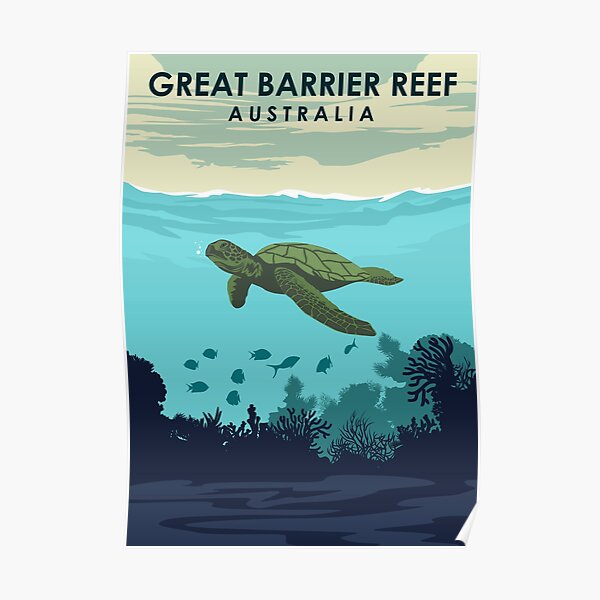 Great Barrier Reef Australia Queensland Vintage Travel Poster Poster