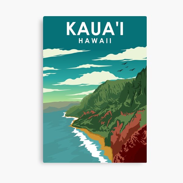 Item preview, Kauai Hawaii Vintage Minimal Retro Travel Poster designed and sold by Stadify.