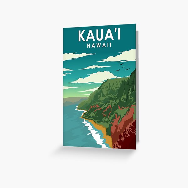 Item preview, Kauai Hawaii Vintage Minimal Retro Travel Poster designed and sold by Stadify.