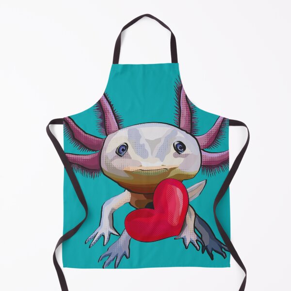 Item preview, Axolotl with Heart Pink Axolotl on teal designed and sold by BeeFoxTree.