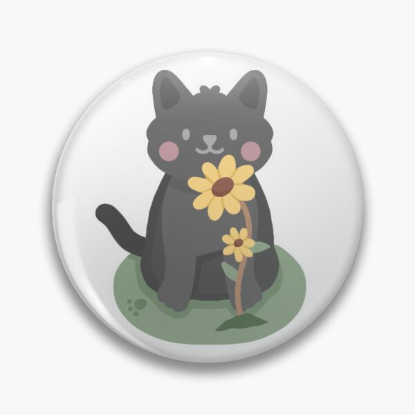 Item preview, Black Kitty Smelling Sunflowers designed and sold by LazyPiglet.