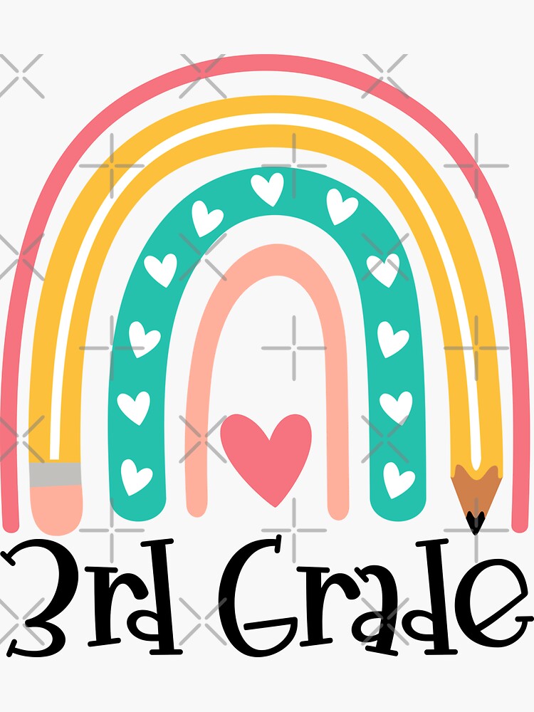 Custom Grade Level Sticker Teacher Stickers Rainbow 