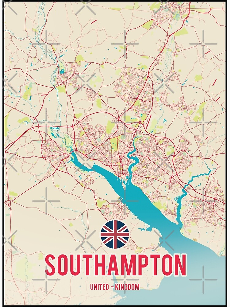 "southampton map of england Art Deco and wall art" Poster by