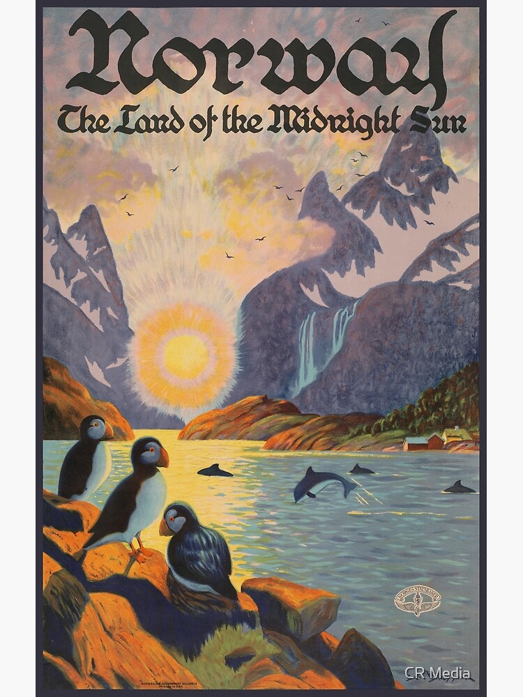 Discover Norway Land of the Midnight Sun Vintage Poster 1925 Premium Matte Vertical Poster