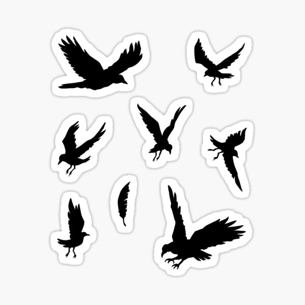 Flock Of Black Birds Flying Sticker