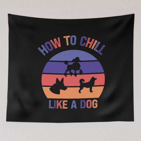 Item preview, How To Chill Like A Dog / Funny Dog lovers Gift /Cool Pug Quote/Retro Vintage Dog Sunset Design designed and sold by pedrored369.