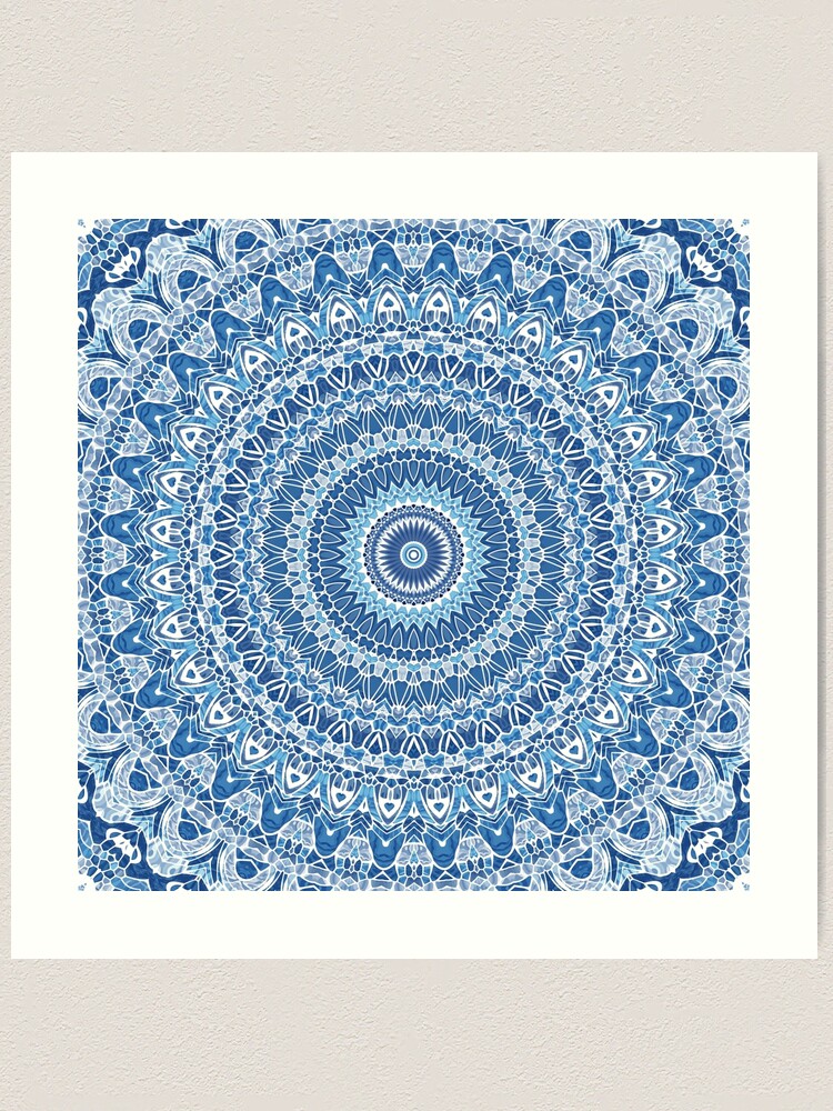 Boho White Lace Mandala in Gray Blue Yoga Mat by Kelly Dietrich