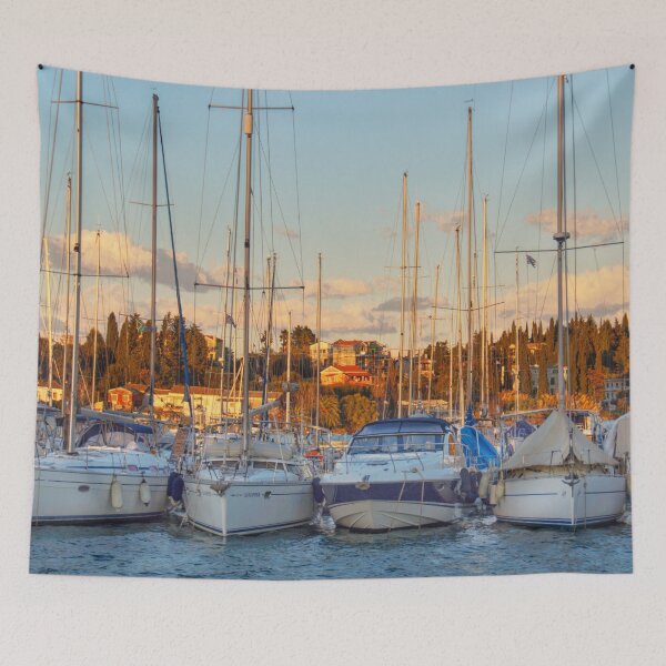 Item preview,  Yachts in Gouvia Marina at Sunset, Corfu Island Ionion islands Greece designed and sold by nickbrayimages.