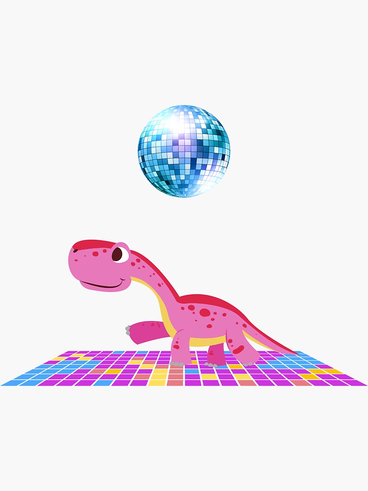 "Dinosaur to the Disco, Dancing Dinosaur" Sticker for Sale by