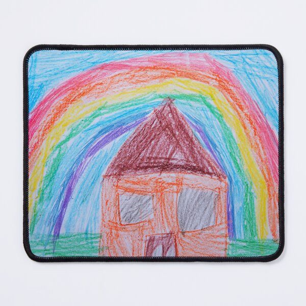 landscape with rainbow. child's drawing Stock Photo - Alamy