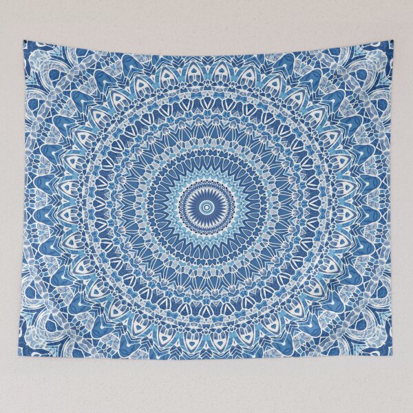 Item preview, Blue and White Batik Mandala designed and sold by Kelly Dietrich Mandala & Fractal Art.