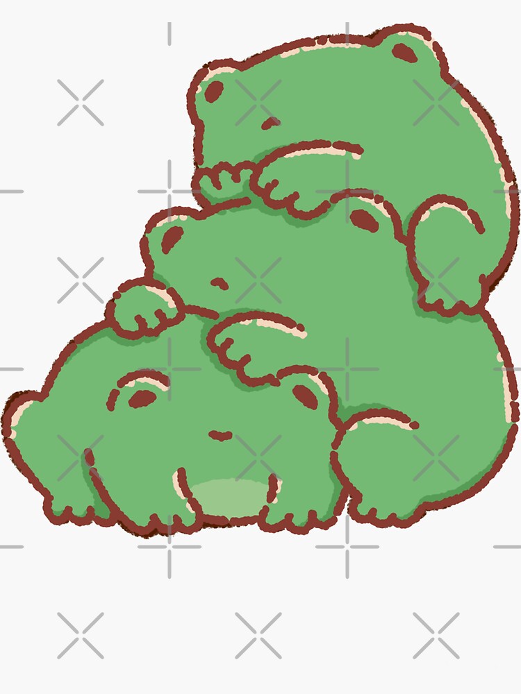 cute frog tower 3 little fat toads friends team fu' Sticker