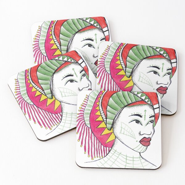 Artikelvorschau, Afrikanischer Frauen-roter Turban-einzigartiger Kunst-Schmuck entworfen und verkauft von HighArtDesigns.