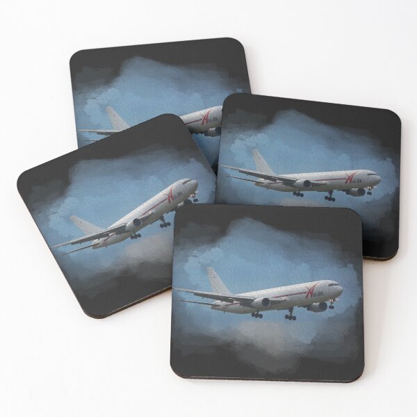 Item preview, watercolor Boeing 767 black background designed and sold by FDbubble1986.