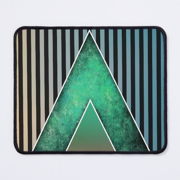 Item preview, Green textured triangle on black stripes designed and sold by Petra Rosa.