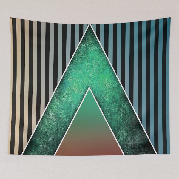 Item preview, Green textured triangle on black stripes designed and sold by Petra Rosa.