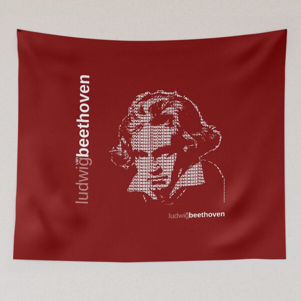 Item preview, Ludwig van Beethoven typographic poster (red) designed and sold by CMYKStudio.