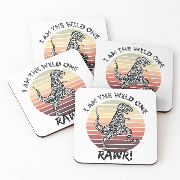 Item preview, I am the Wild One Retro Vintage Sunset T-Rex Dinosaur Silhouette Typography Art Black Font designed and sold by Cawaiico.