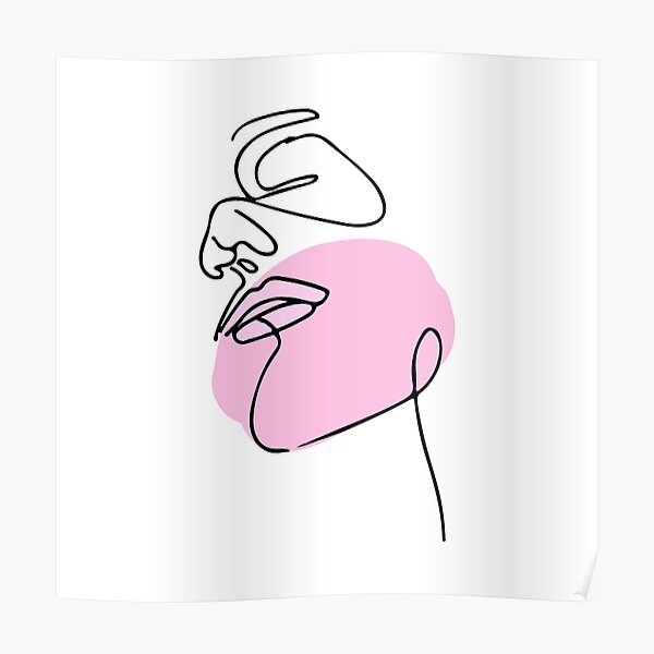 Portrait Surreal Woman Face One Line Art Poster For Sale By