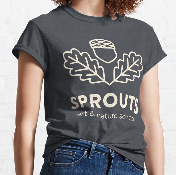 Cream Acorn & Oak Leaf Sprouts Art & Nature School Logo Classic T-Shirt