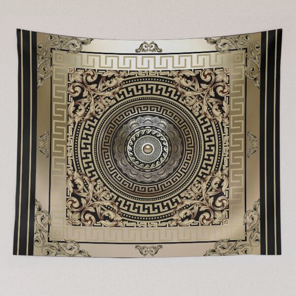 Item preview, Baroque Bronze Black Medallion Greek Meander designed and sold by Yiorgos Designs.