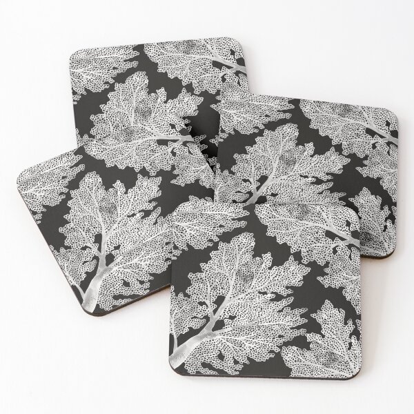 Item preview, Sea Fan Coral – White on Black designed and sold by Cat Coquillette.