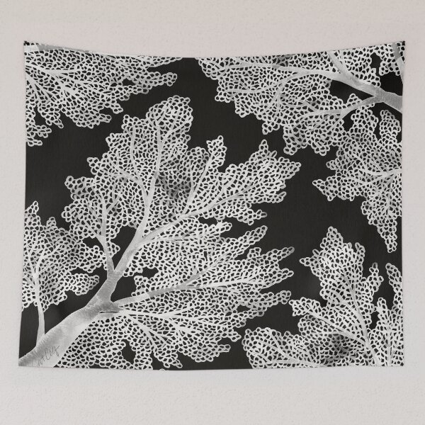 Item preview, Sea Fan Coral – White on Black designed and sold by Cat Coquillette.
