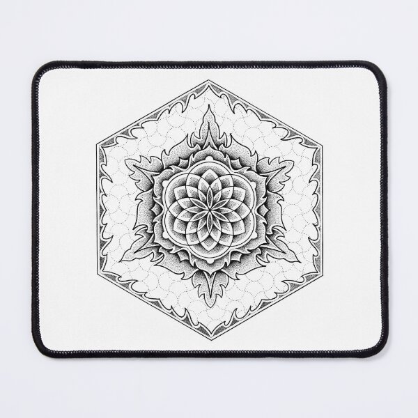 Item preview, Flames mandala in pen and ink dotwork designed and sold by René Voortwist Pen and Ink art.