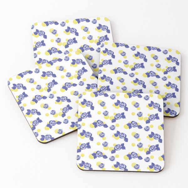 Item preview, Blue Watercolor Roses And Yellow Polka Dots designed and sold by HildegunStudio.
