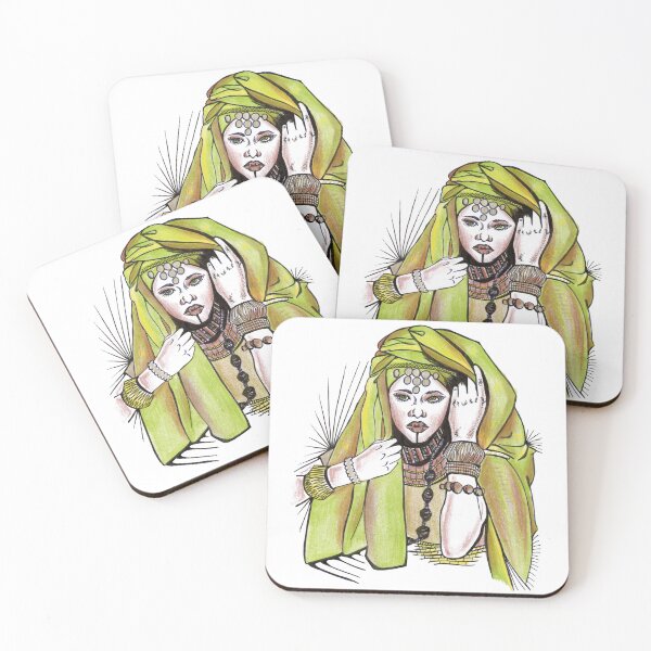 Artikelvorschau, Afrikanische Frau grüner Turban Schmuck Halskette einzigartiges Design entworfen und verkauft von HighArtDesigns.